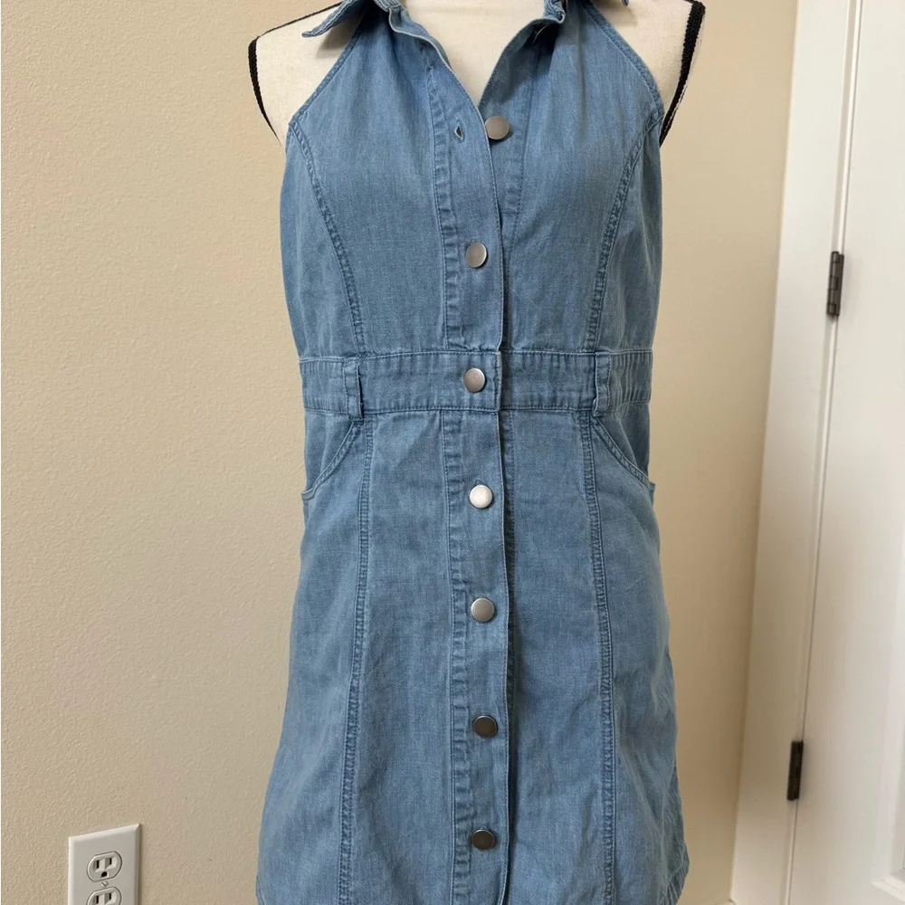Free People Women's Sami Denim Mini Dress Bali Blue size S - Picture 6 of 9